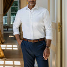 Man wearing white dress shirt - Signature fine twill business shirt