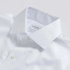 White dress shirt collar detail - French placket seamless front