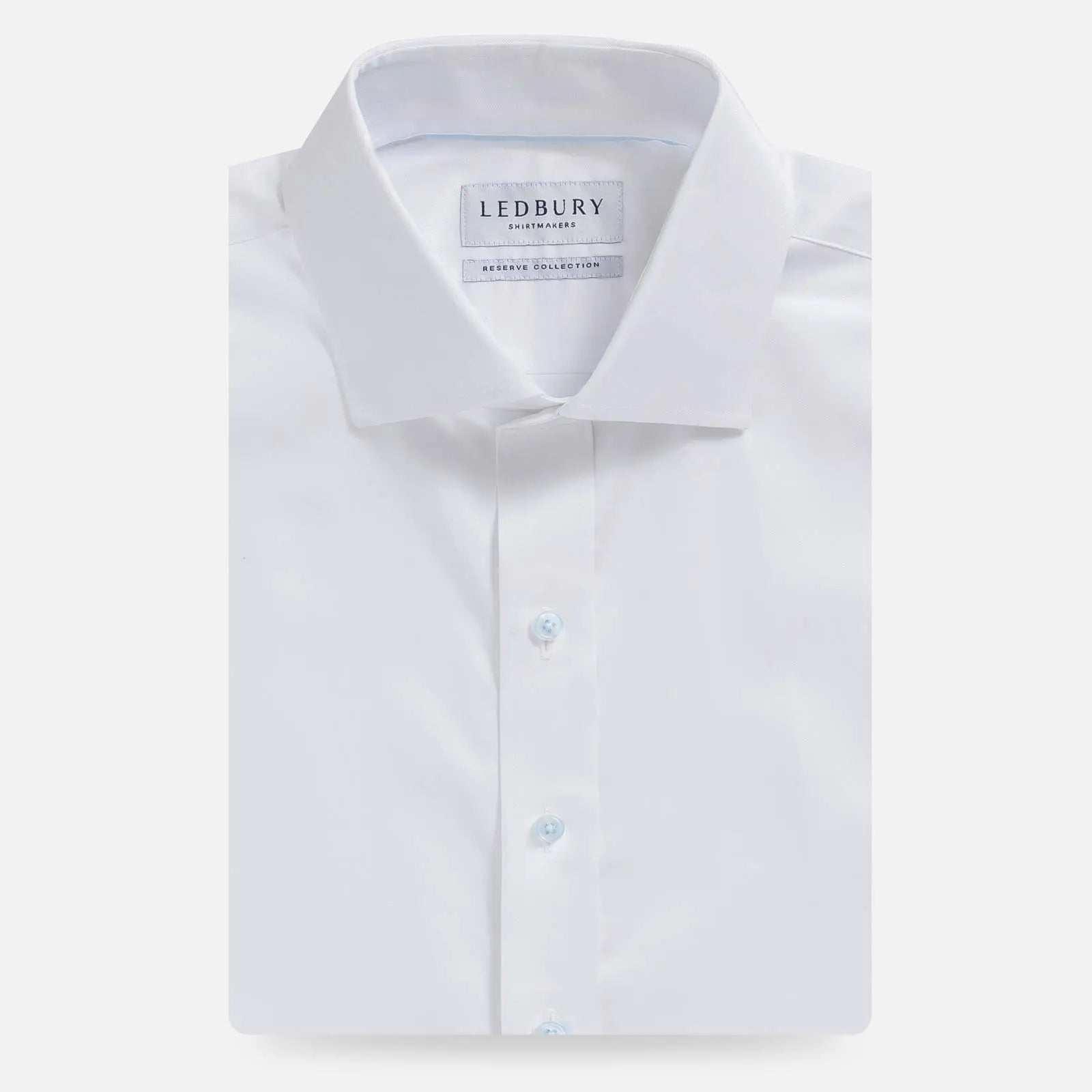 White dress shirt with light blue buttons - Signature fine twill custom fit