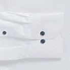White shirt sleeve with navy button cuff - Signature fine twill detail