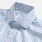 Light blue dress shirt collar with check pattern - fine twill detail
