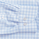 Check pattern shirt sleeve and cuff detail - light blue fine twill