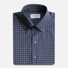Slate Norton brushed herringbone custom shirt front view - men's premium cotton casual shirt