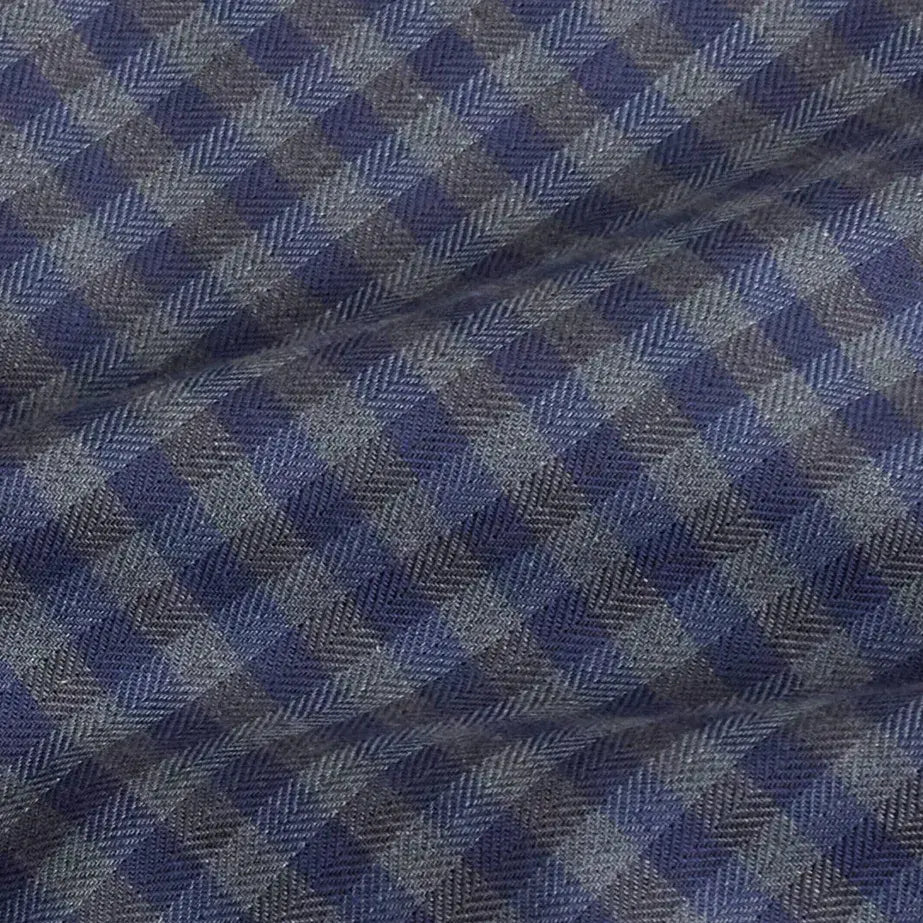Men's brushed herringbone shirt fabric close up