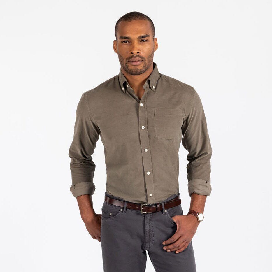 The Dusty Olive Crockett Corduroy Custom Shirt Custom Casual Shirt- Ledbury