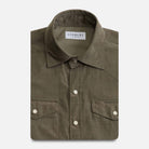 The Dusty Olive Crockett Corduroy Western Custom Shirt Custom Casual Shirt- Ledbury