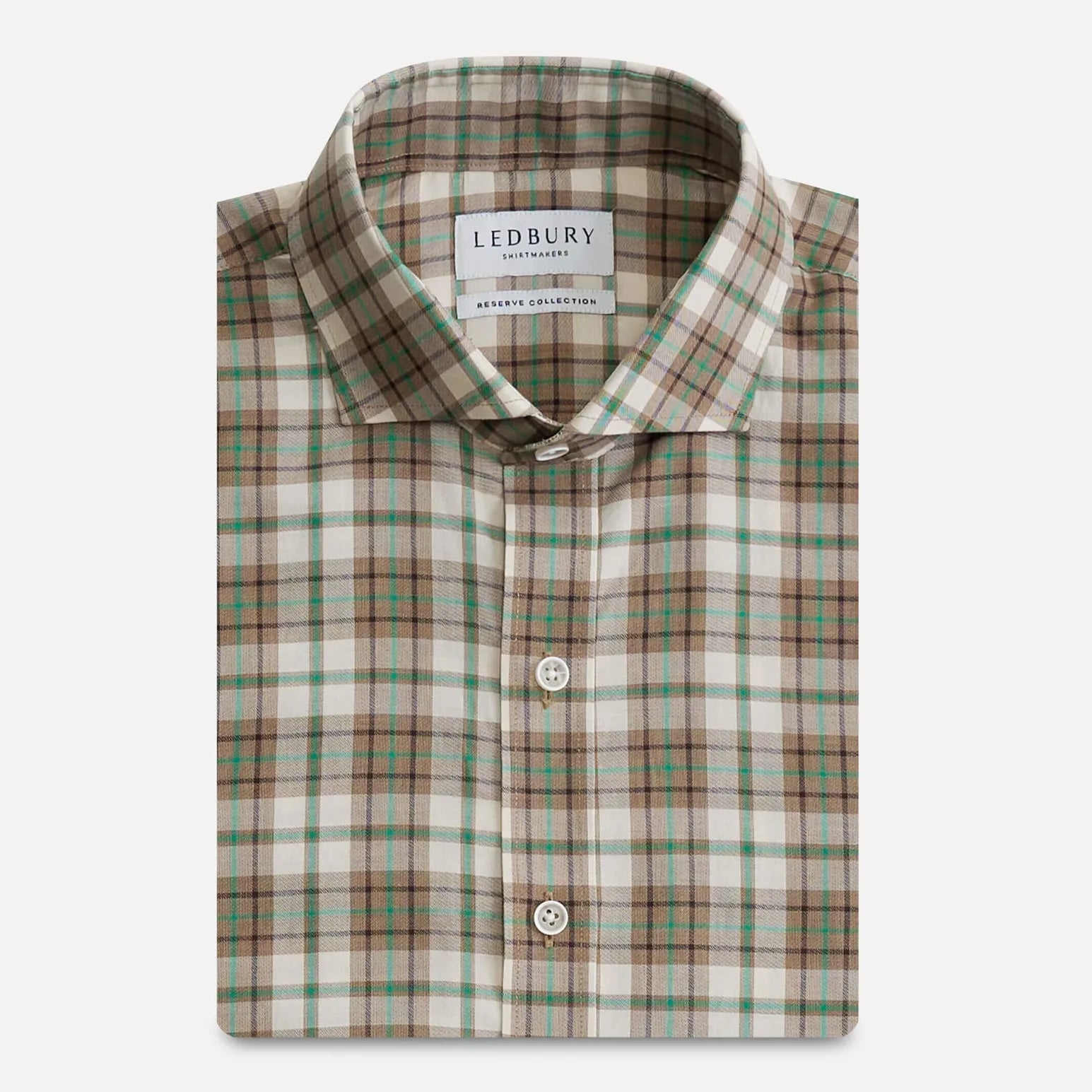 Green Bradford Plaid custom shirt in ultra-soft cotton twill - front view