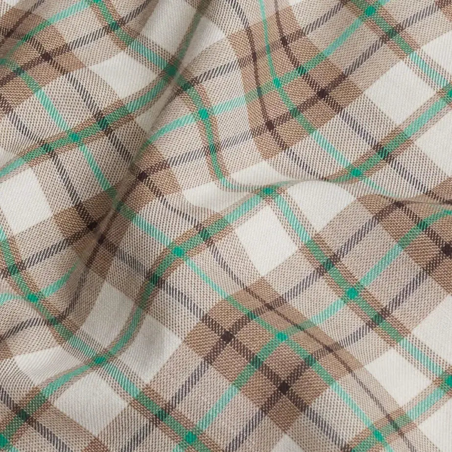 Bradford Plaid fabric swatch - 100% cotton ultra-soft twill texture in green