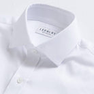 White Canon dress shirt collar detail - premium performance fabric construction