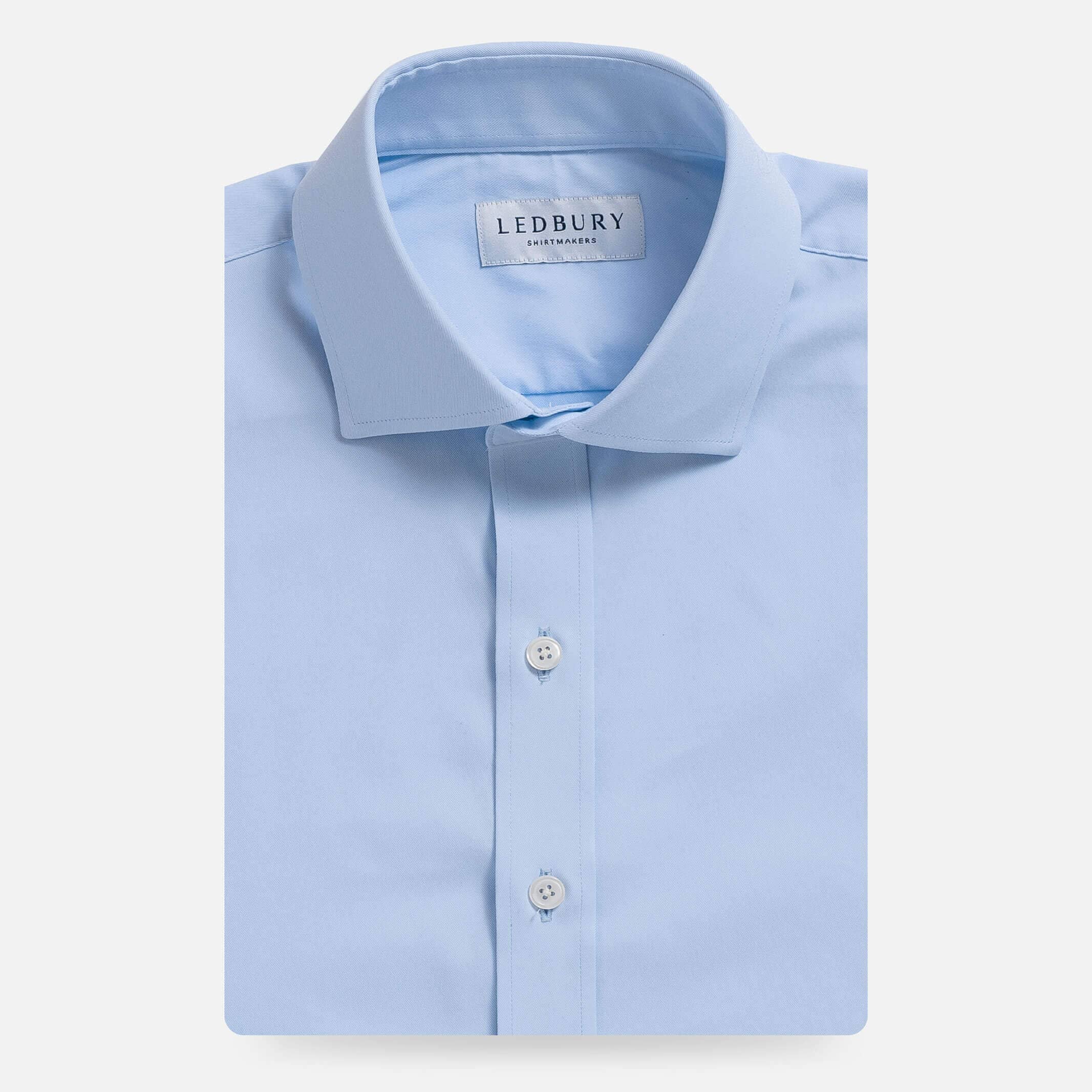 Ice blue Canon performance dress shirt front view - wrinkle-resistant custom shirt