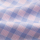 Wrinkle-resistant pink plaid custom dress shirt detail view