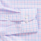 Comfort stretch pink check dress shirt cuff close-up