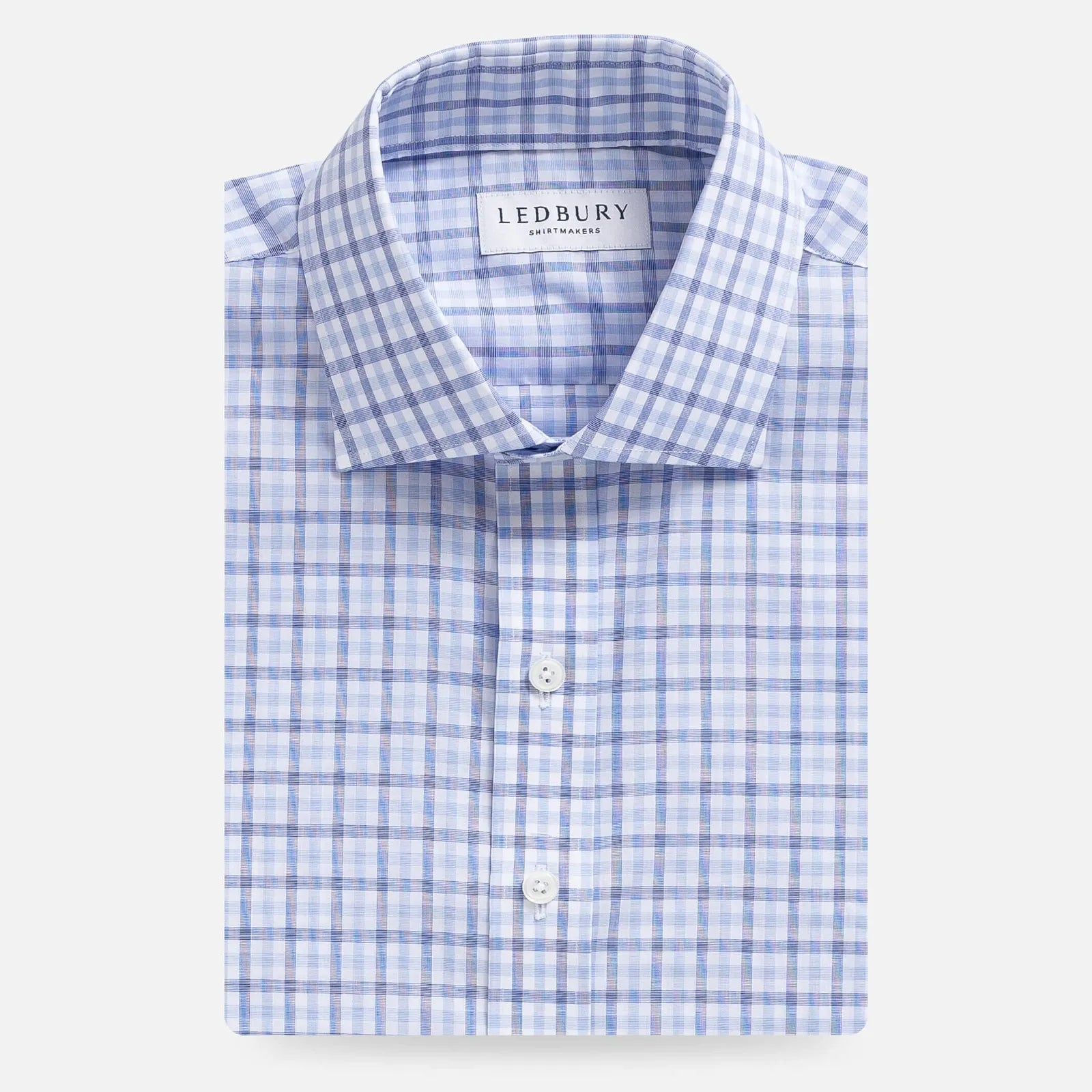 Navy blue comfort stretch custom dress shirt flat lay