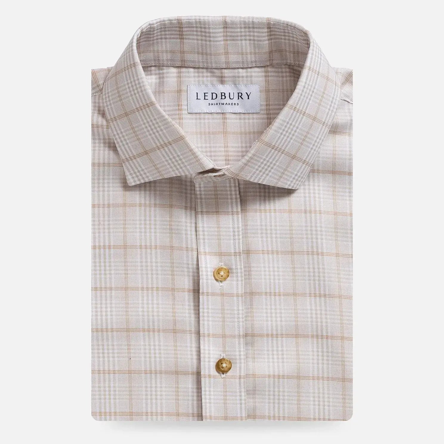 Wheat plaid shirt with Comfort Stretch fabric - Ledbury Coventry custom fit shirt