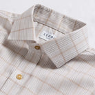 Wheat Coventry shirt collar detail - 100% cotton Comfort Stretch plaid fabric