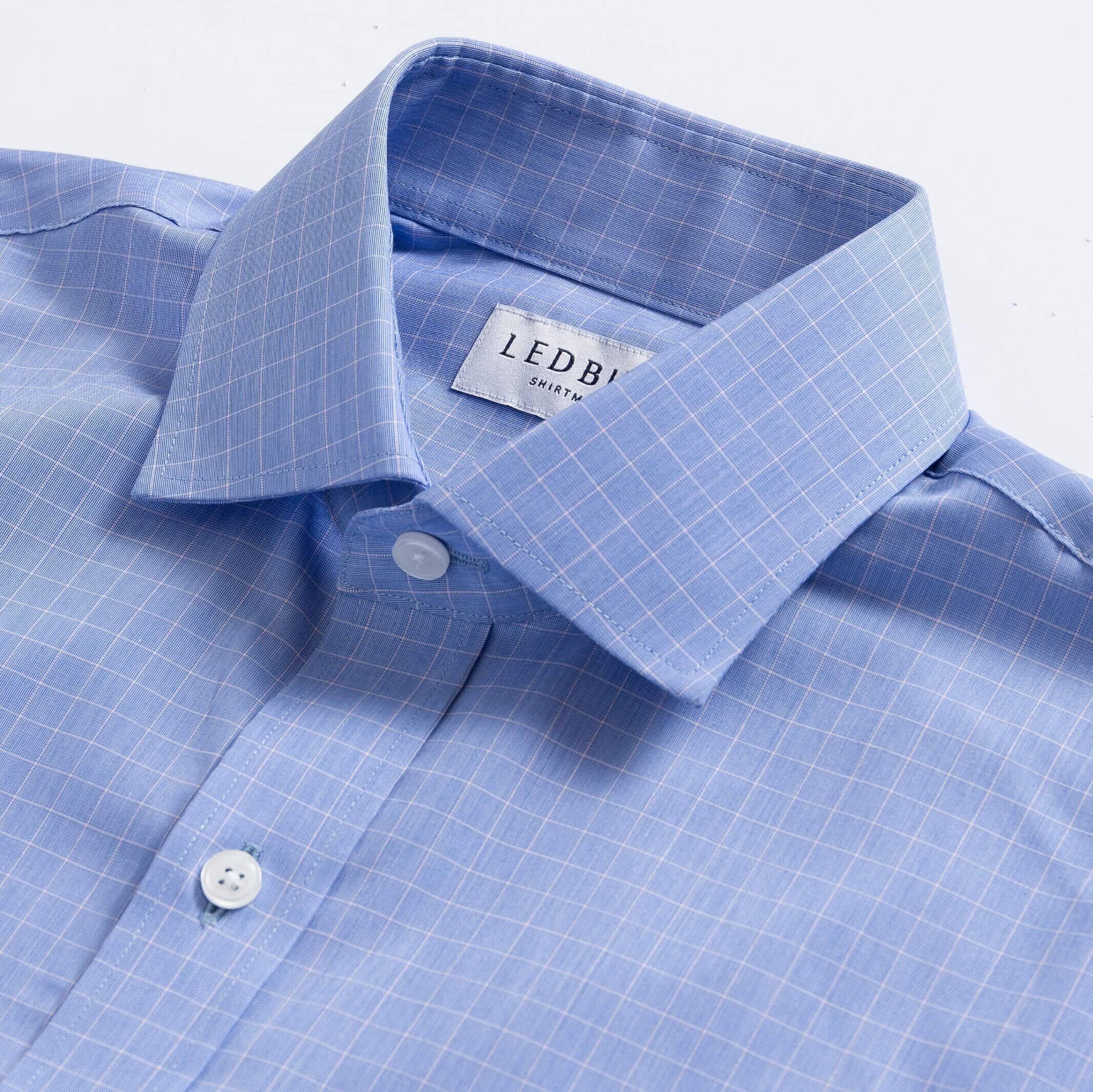 The Blue Hardin Comfort Stretch Custom Shirt Custom Dress Shirt- Ledbury