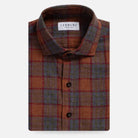 The Burnt Sienna Briese Linen Cotton Plaid Custom Shirt Custom Casual Shirt- Ledbury