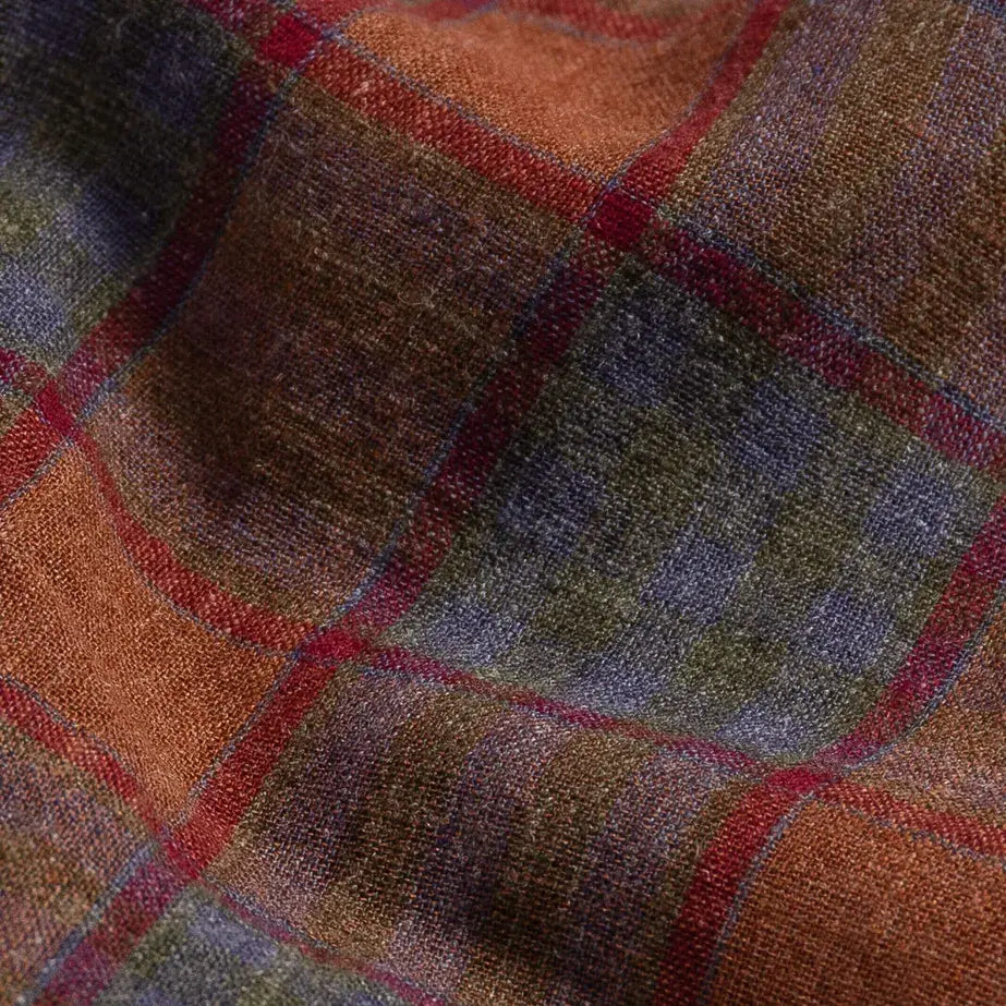 The Burnt Sienna Briese Linen Cotton Plaid Custom Shirt Custom Casual Shirt- Ledbury