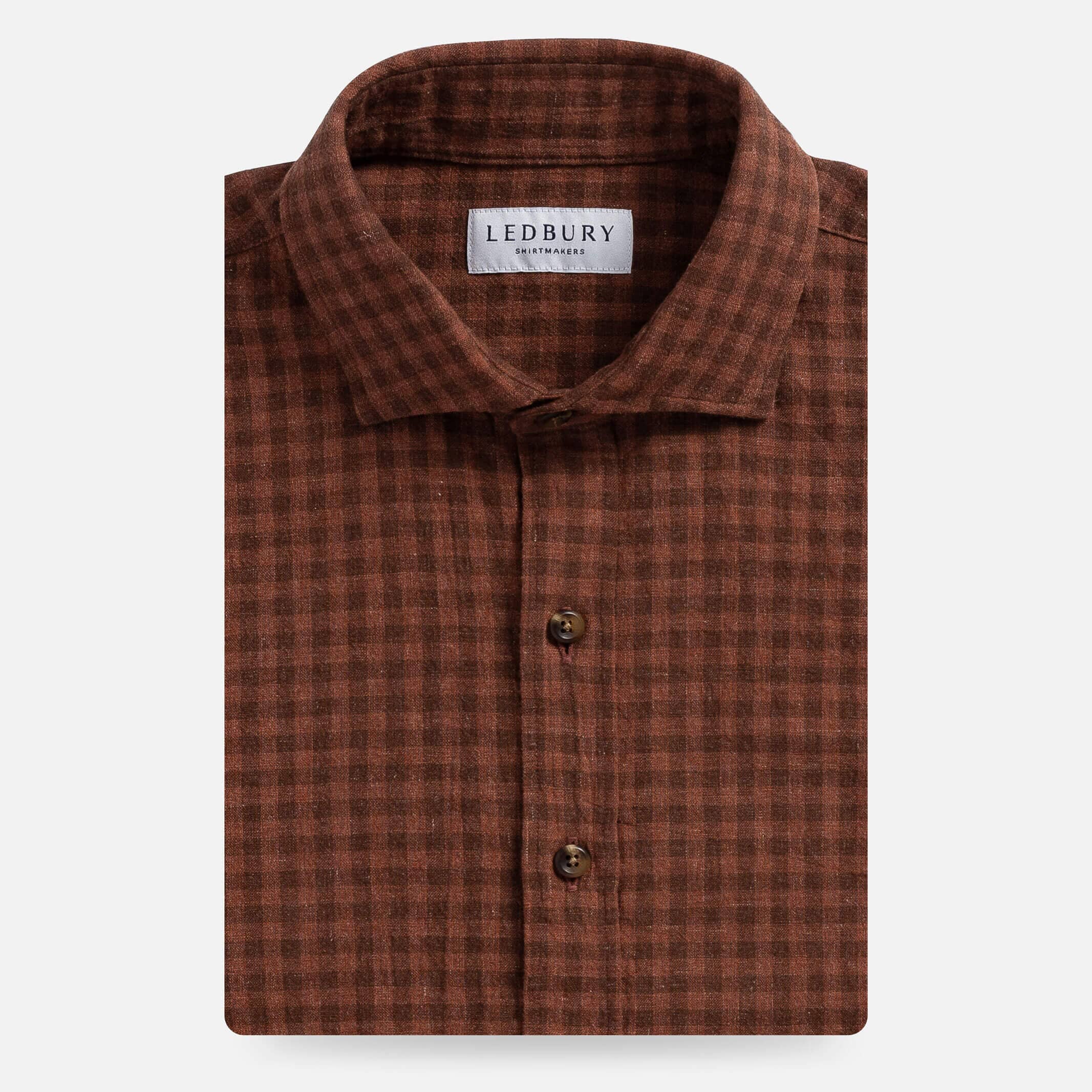The Baked Clay Briese Linen Cotton Gingham Custom Shirt Custom Casual Shirt- Ledbury