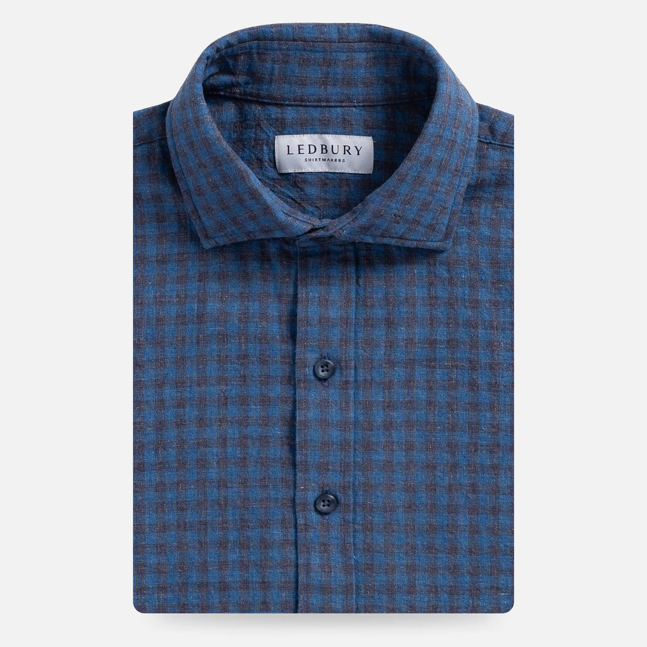 The Blue Briese Linen Cotton Gingham Custom Shirt Custom Casual Shirt- Ledbury