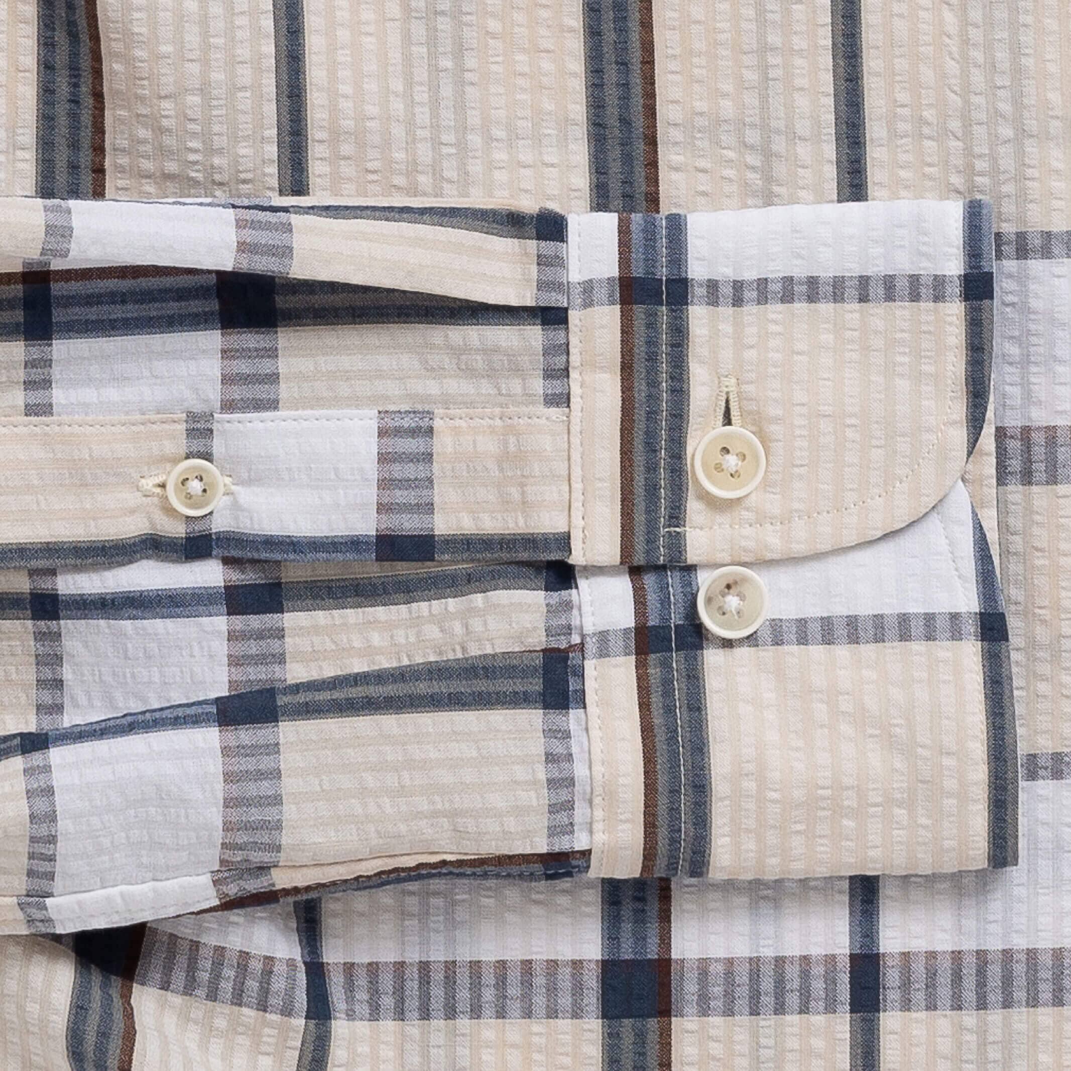 The Navy Blue Hattaway Plaid Seersucker Custom Shirt Custom Casual Shirt- Ledbury