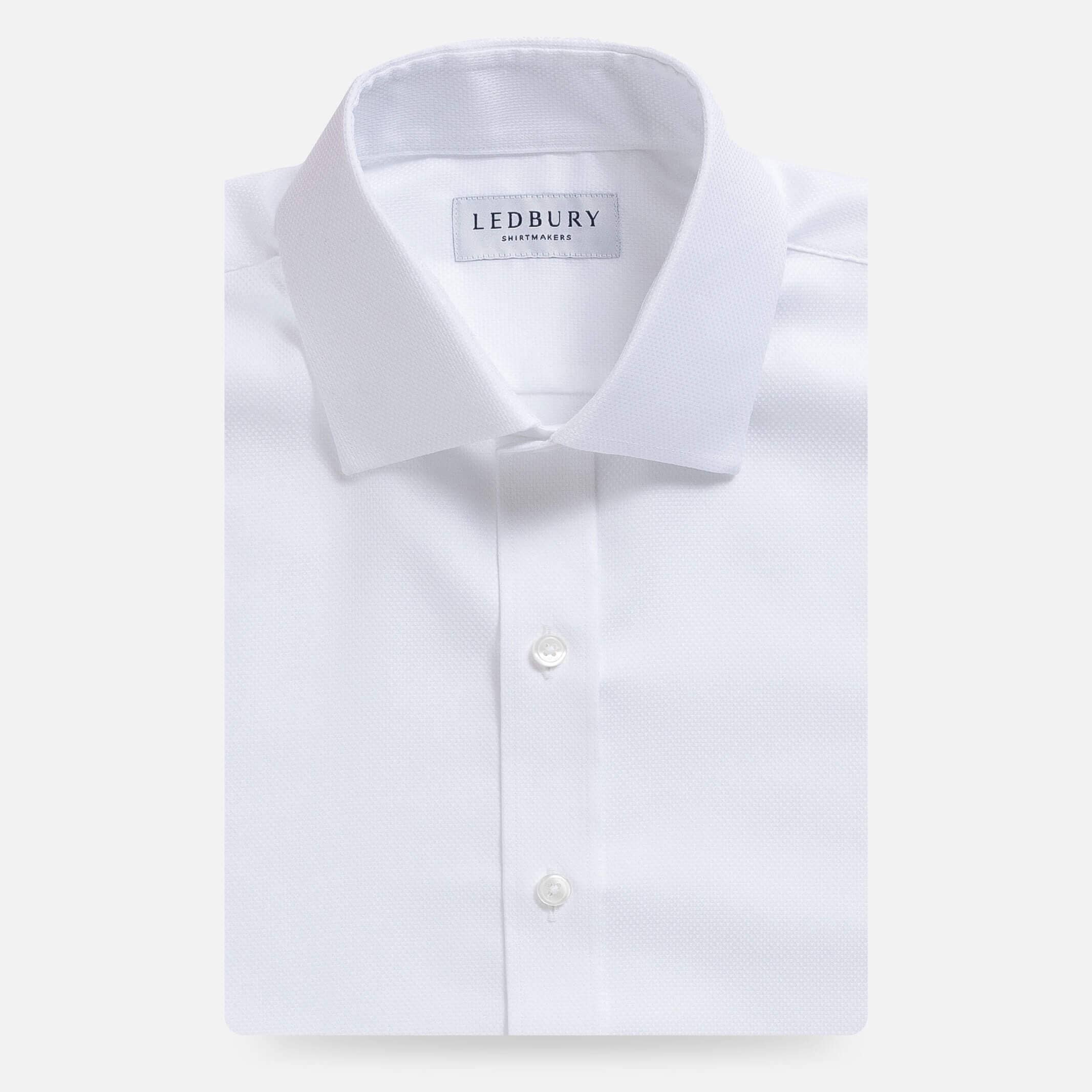 The White Elden Dobby Non Iron Custom Shirt Custom Dress Shirt- Ledbury