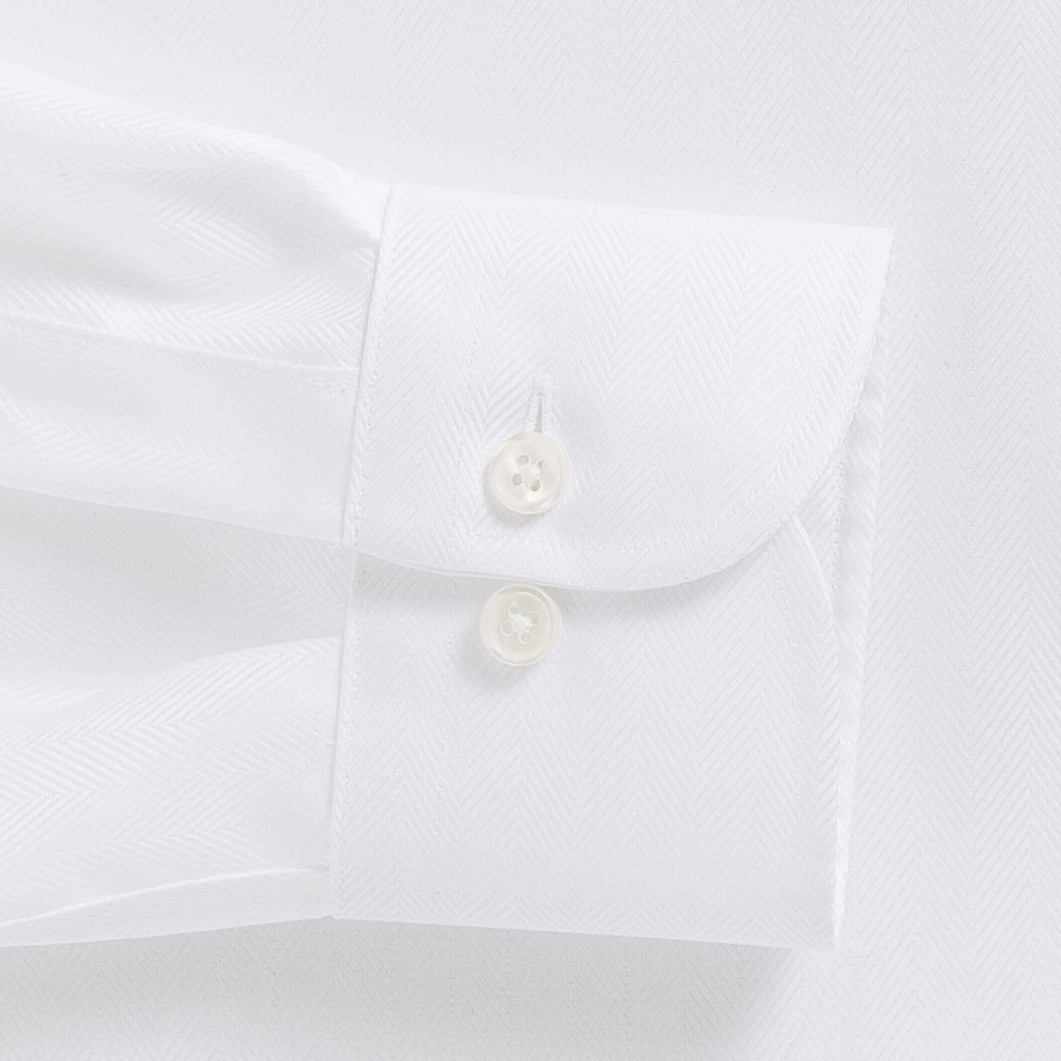The White Canbury Herringbone Non Iron Custom Shirt Custom Dress Shirt- Ledbury