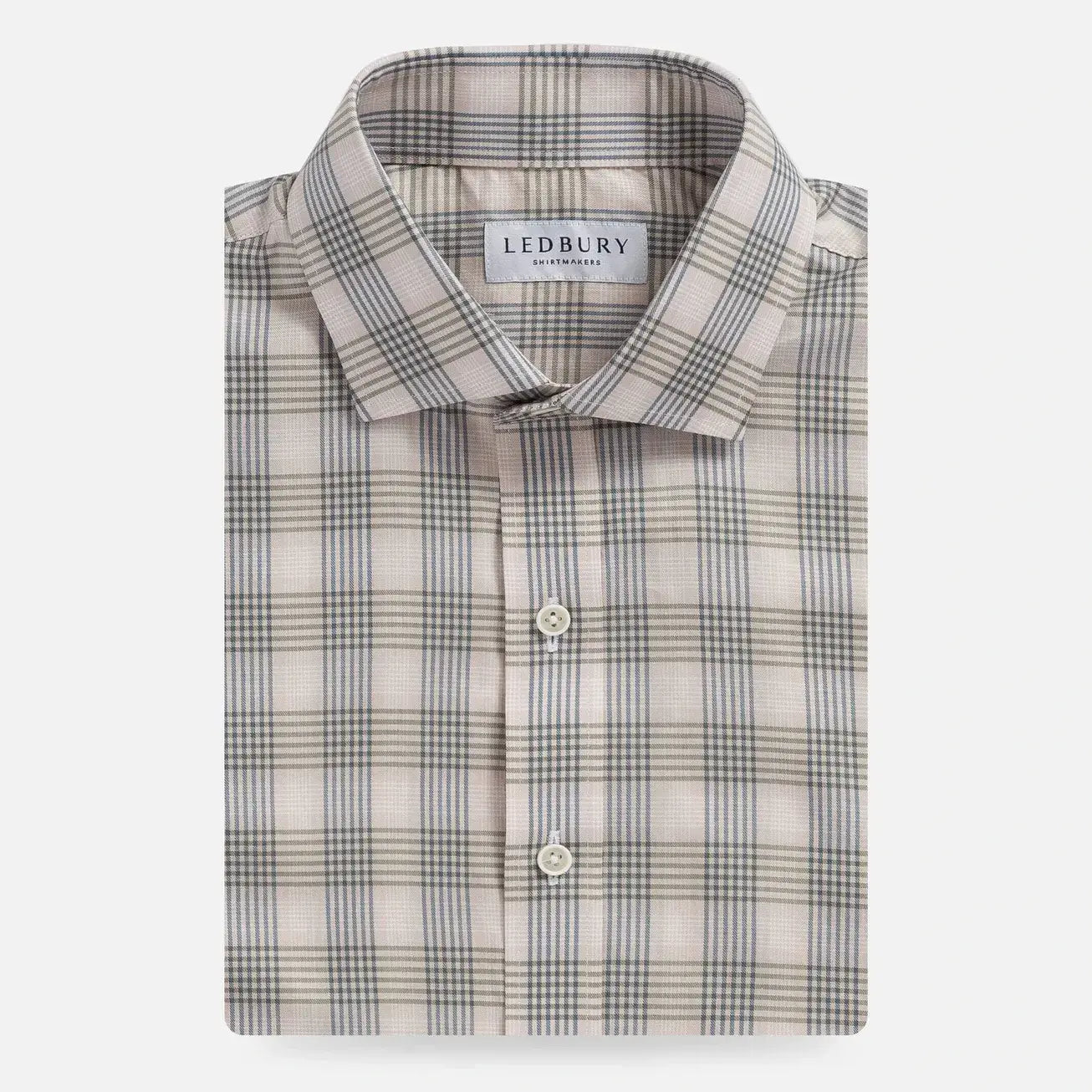 Oatmeal Bradford Check custom shirt in ultra-soft cotton twill - front view