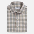 Oatmeal Bradford Check custom shirt in ultra-soft cotton twill - front view