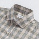 radford Check shirt short spread Alden collar detail - oatmeal check pattern close-up