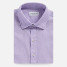 Lavender Barlotta linen shirt front view - linen-viscose blend custom shirt