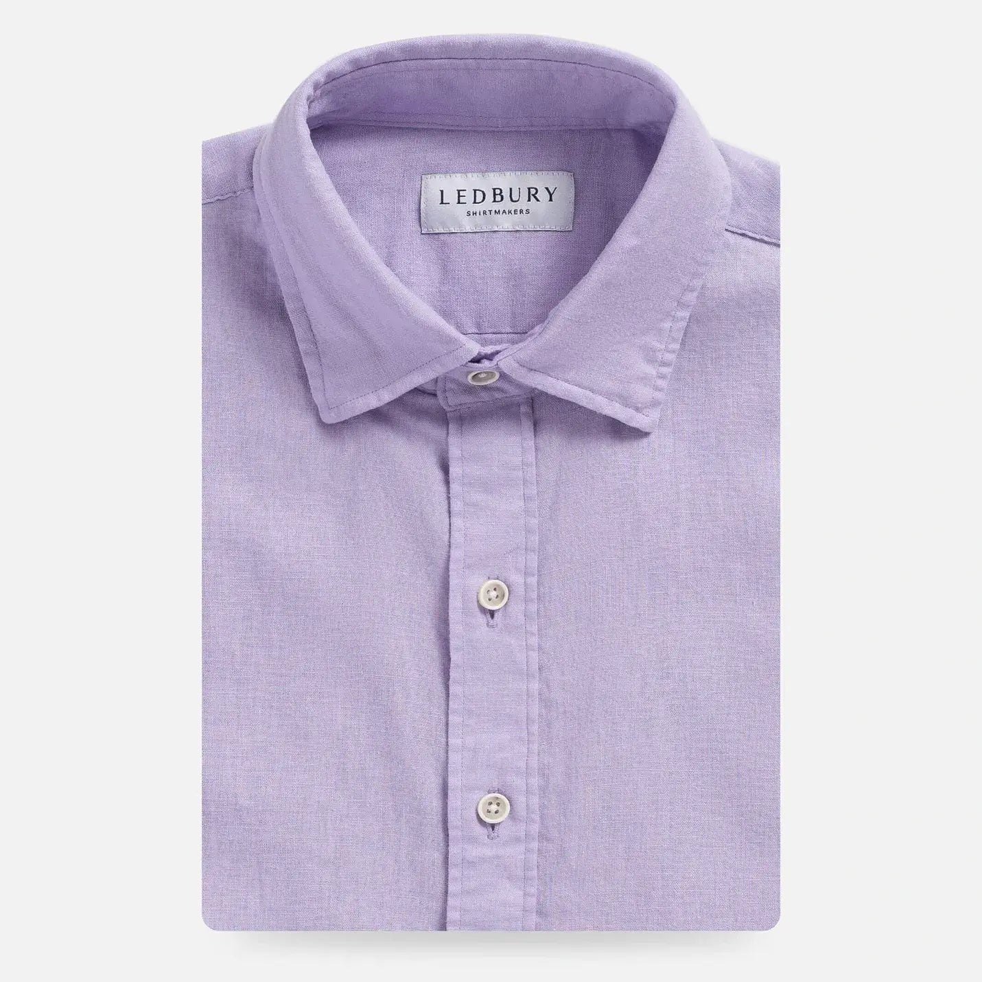 Lavender Barlotta linen shirt front view - linen-viscose blend custom shirt