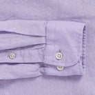 Lavender linen shirt sleeve and cuff detail - double button barrel cuff