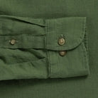 Double button barrel cuff detail - Ledbury Barlotta verde green linen shirt sleeve