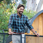 The Weathered Blue Albini Olson Plaid Custom Shirt Custom Casual Shirt- Ledbury
