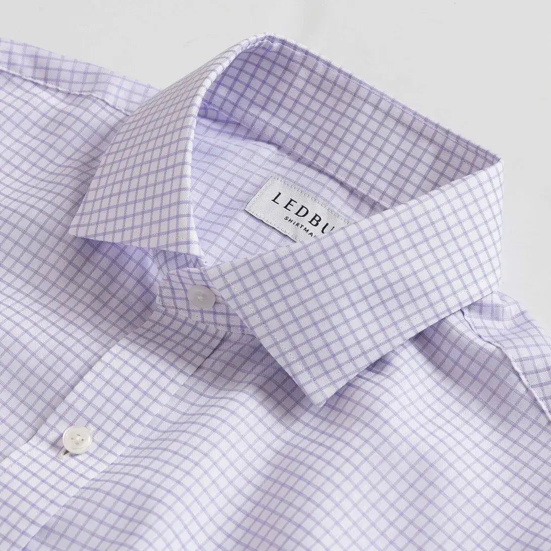 Lavender Owenby dress shirt collar detail - premium 100% cotton Comfort Stretch fabric