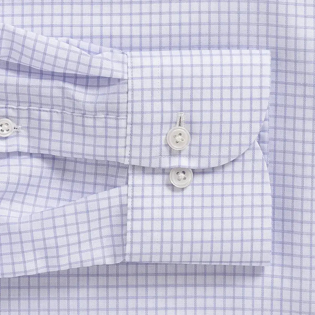 Owenby Comfort Stretch shirt sleeve detail - lavender check pattern with subtle luster