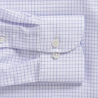 Owenby Comfort Stretch shirt sleeve detail - lavender check pattern with subtle luster
