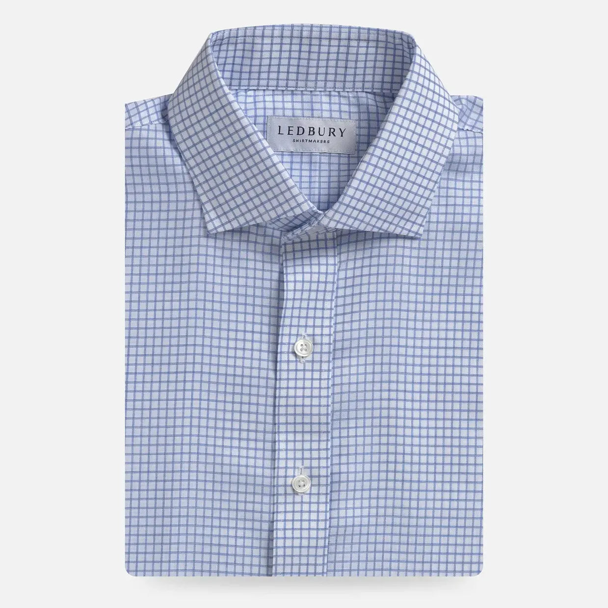 Light blue check dress shirt with Comfort Stretch fabric - Ledbury Owenby custom fit shirt