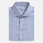 Light blue check dress shirt with Comfort Stretch fabric - Ledbury Owenby custom fit shirt