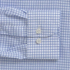 Owenby Comfort Stretch shirt sleeve detail - light blue check pattern with subtle luster