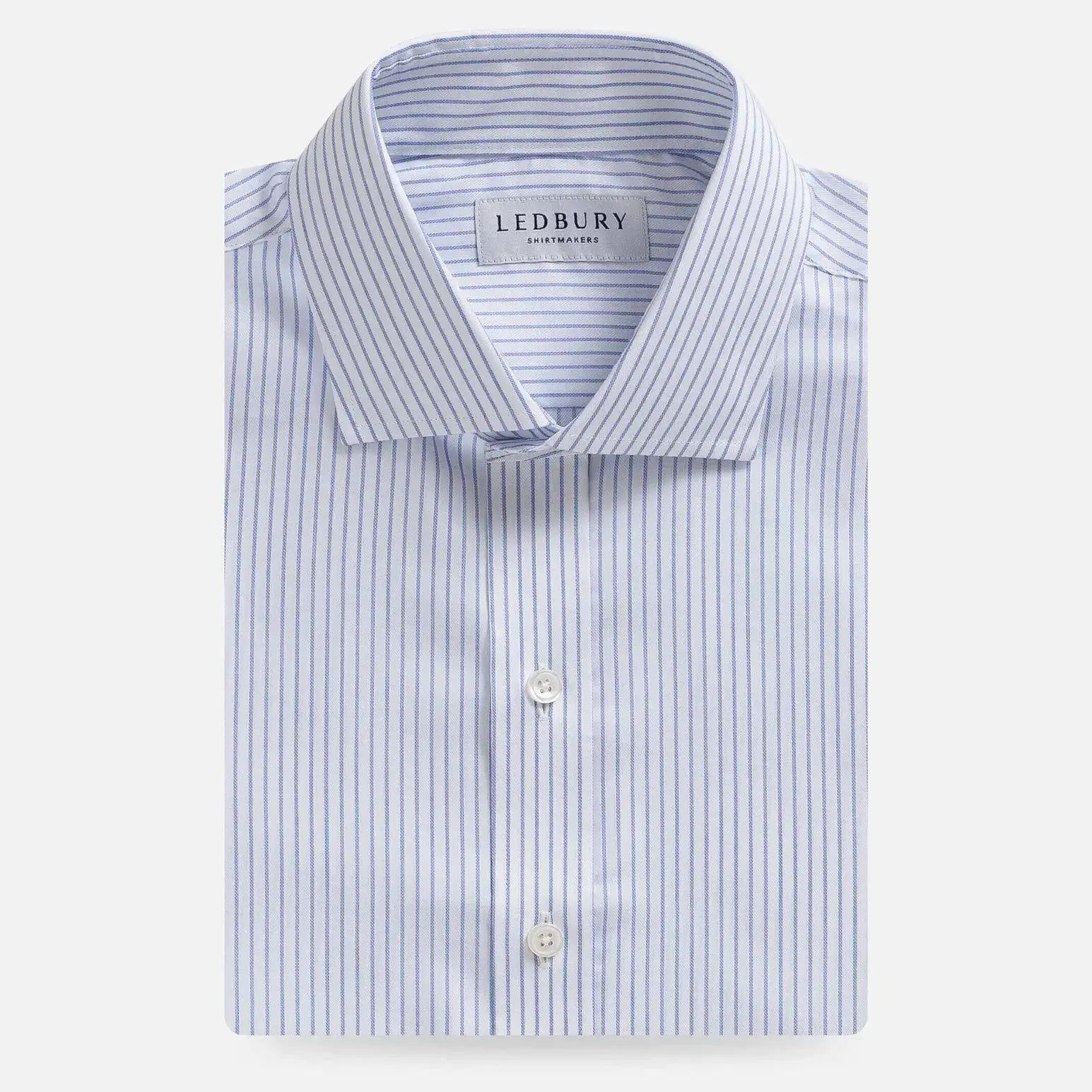 Blue stripe dress shirt with Comfort Stretch fabric - Ledbury Owenby custom fit shirt