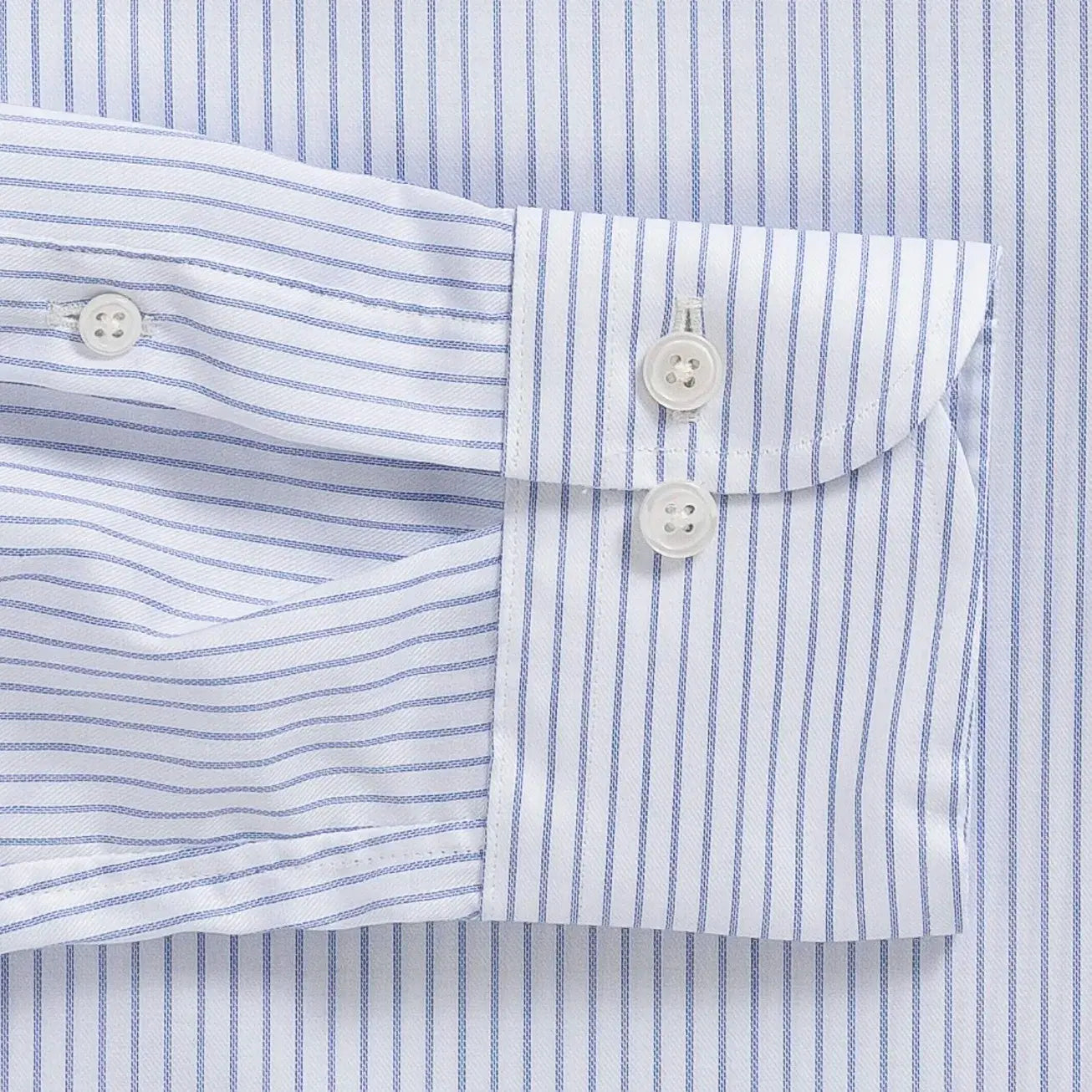 Blue stripe dress shirt sleeve detail - Ledbury Owenby Comfort Stretch shirting