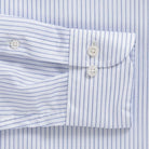 Blue stripe dress shirt sleeve detail - Ledbury Owenby Comfort Stretch shirting