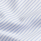 Blue stripe fabric close-up - ledbury.momfort Stretch 100% cotton with matched pattern