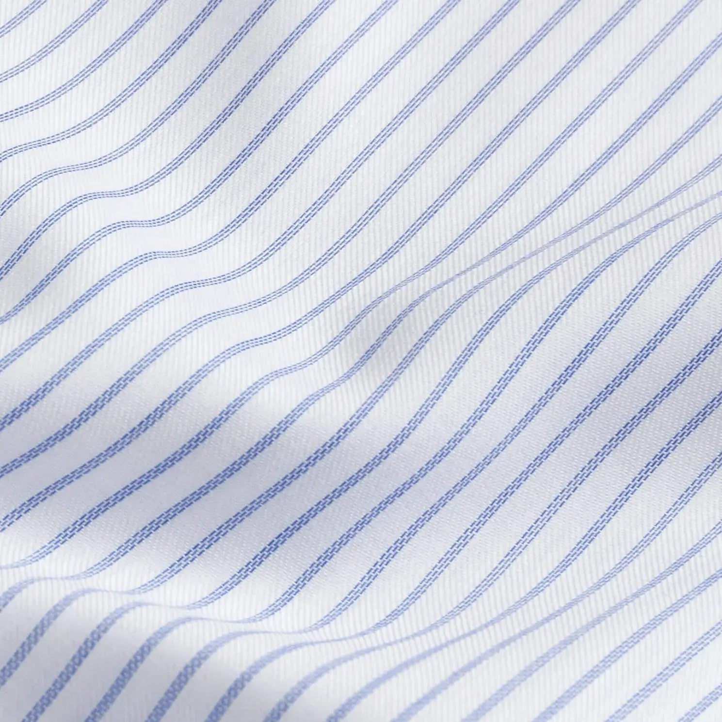Blue stripe fabric close-up - ledbury.momfort Stretch 100% cotton with matched pattern