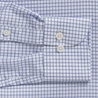 Owenby Comfort Stretch shirt sleeve detail - blue check pattern with subtle luster