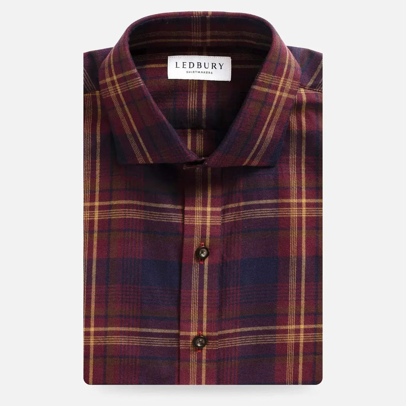Plum Woodly plaid custom shirt front view - men's fall casual shirt