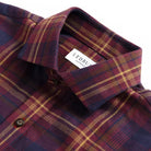 Woodly plaid shirt semi spread collar detail - reinforced buttons close-up