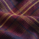 Plum large-scale plaid fabric close-up - brushed cotton twill texture